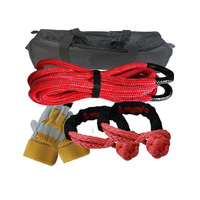 (JINLI-Rope) Corde de remorquage en nylon tressé double de 1 pouce et 30 pieds, manilles souples synthétiques, kit de récupération cinétique 4x4, accessoires