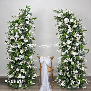 Arco Floral Decorativo Moderno y Lujoso para Bodas con Flores Artificiales, <span class=keywords><strong>Rosas</strong></span> Blancas y Plantas Verdes, Arco Floral de Dos Piezas - Product Image 2