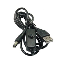 Interrupteur marche/arrêt USB vers DC 5.5x2.1mm, câble de chargeur de haute qualité pour ventilateur de lampe à bande Led