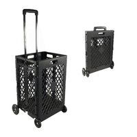 Chariot de rangement pliable multifonctionnel en plastique pour courses, déménagement et fournitures