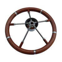 Volant de bateau FOYO de qualité supérieure en teck et acier inoxydable 304, 15,5 pouces, 5 branches, directement de l'usine