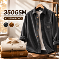 Shacket Corduroy 330Gsm Heavyweight Pria Tekstur Bergaris Vertikal Hangat Musim Dingin Lengan Panjang Serbaguna Pakaian Luar Ruangan Pria