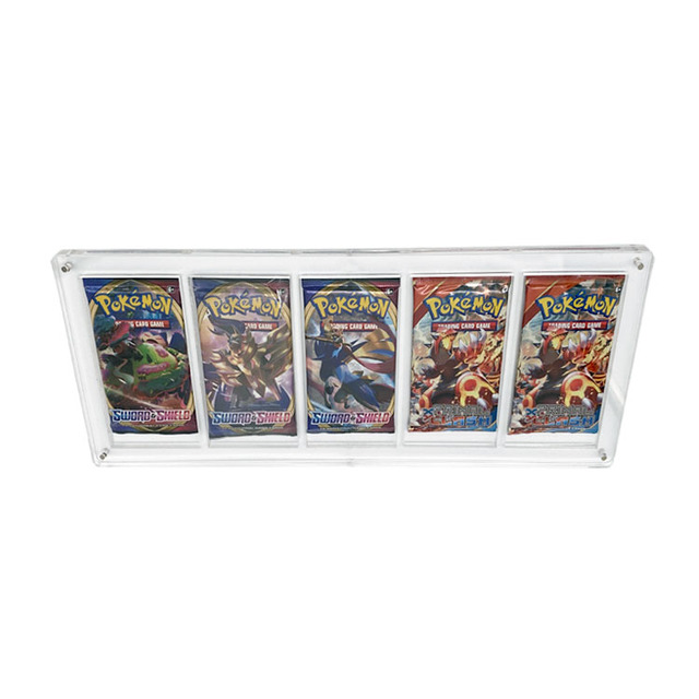 Acrylic 5 Pack Pokemon Booster Magnetic Display Case / Holder TCG - with Stands