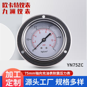 Manómetro Axial de Acero Inoxidable de 75 mm, Resistente a Impactos, con Conector de Cobre y Brida Frontal de Tres Orificios - Product Image 4