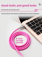 Kabel Data Silikon 240w Pengisian Daya Super Cepat Colokan Paduan Seng USB Tipe-C Cocok untuk Kabel Pengisian Daya Ponsel