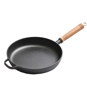 <b>Cast</b> Iron Frying <b>Pan</b> Flat Bottom Uncoated Non Stick For Stir Fry <b>Pan</b> Fry Grill Bake Home Outdoor Use - Product Image 2