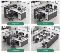 Bureau de travail en L, design minimaliste moderne, postes de travail pour deux à quatre personnes, cabines de travail pour employés, combinaison bureau-chaise en bois