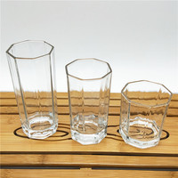 100ML 240ML 260ML Octogonal Base Lourde Clear Shot Whisky Vodka Verres Eau Jus Bière Verres