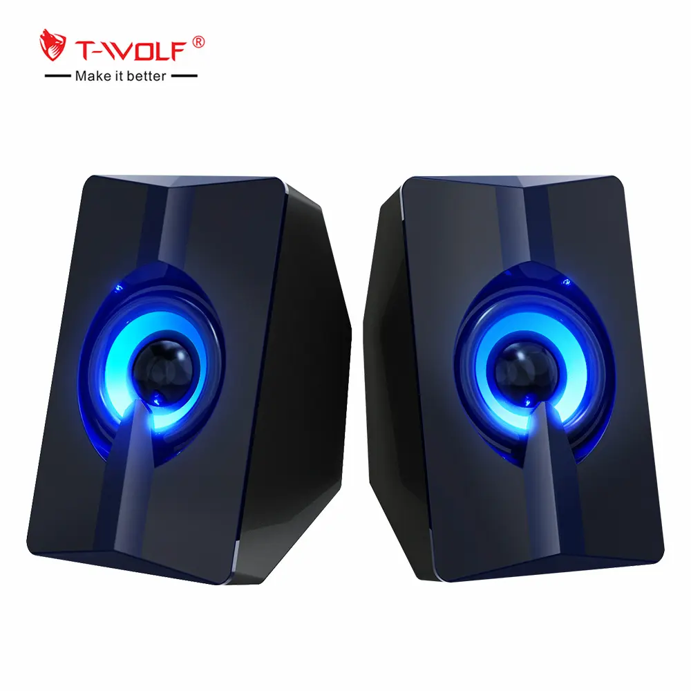 T-WOLF S5 USB2.0 speaker computer led light speakers USB mini portable speaker audio system sound