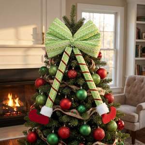 Adorno Grande para la Punta del Árbol de Navidad, Patas de Lazo, Botas de Elfo de Plástico Extra Grandes y Divertidas de 42 cm x 80 cm, Decoración Rústica Duradera - Product Image 4
