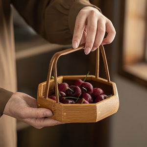 Bamboo Serving <b>Tray</b> Set With Handle Rectangular Octagonal For <b>Snacks</b> Fruit Tea Storage Desktop Decoration - Product Image 2