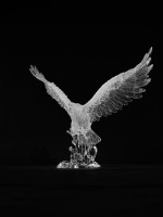 Sculpture d'aigle en cristal acrylique transparent moderne, faite à la main |   Figurine artistique haute transparence, décoration pour la maison et le bureau, cadeaux d'affaires