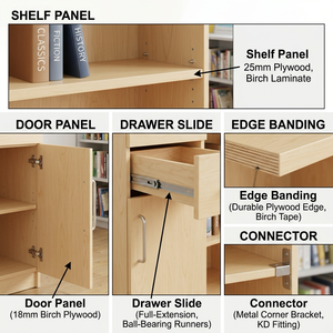 Moderno Armario <span class=keywords><strong>de</strong></span> Almacenamiento <span class=keywords><strong>de</strong></span> Libros <span class=keywords><strong>de</strong></span> Madera Resistente con Puertas y Estantes Abiertos para Oficina en Casa y Sala <span class=keywords><strong>de</strong></span> Estar - Product Image 4