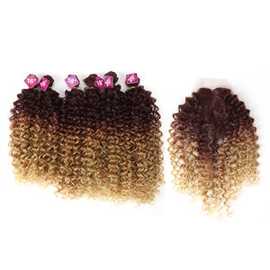 Noble Romance-mechones de pelo ondulado para mujer, fibra resistente al calor, 16-20 pulgadas, rizado sintético, <span class=keywords><strong>Afro</strong></span>, extensión de cabello rizado - Product Image 6