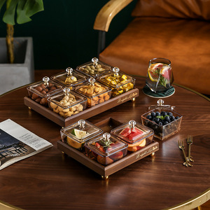 <span class=keywords><strong>Assiette</strong></span> à Collation de Luxe <span class=keywords><strong>en</strong></span> Bois de Bambou avec Couvercle, Compartiments pour Fruits Secs, Ingrédients, Sauce Fondue et Assaisonnement <span class=keywords><strong>en</strong></span> <span class=keywords><strong>Verre</strong></span> - Product Image 4