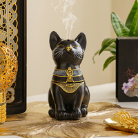 Diffuseur d'arômes en résine au design de chat égyptien, brûleur d'encens en bois de santal pour festival arabe du Moyen-Orient, encens en cascade