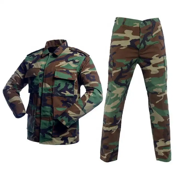 2022 new rip-stop army woodland camouflage bdu military uniform