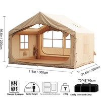 Tente de camping gonflable légère à colonnes d'air intégrées en Oxford imperméable, toutes saisons, avec hublot, pour 3-4 personnes, assemblage manuel, en PVC