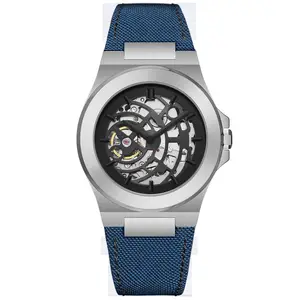 蓝色尼龙高品质独特的定制手腕男士手表制造