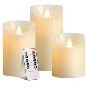Senmasine 3 cái giờ hẹn giờ Pin hoạt động LED NẾN Bộ sáp thực trụ cột nhấp nháy <span class=keywords><strong>Flameless</strong></span> nến với điều khiển từ xa - Product Image 1