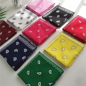 Wholesale colorful polyester cotton printed square promotional bandana designer kerchief
