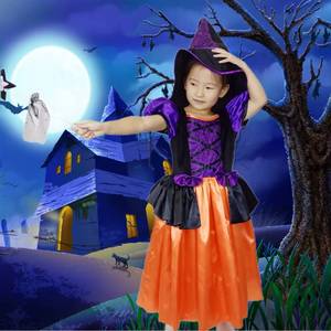 Vestidos de Fiesta de Carnaval Hechos en Fábrica MS, Vestido Morado y Naranja de Manga Corta con Burbujas, Disfraces de Bruja de Halloween para Niñas - Product Image 6