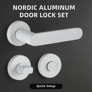 Juego de Cerradura Moderna Blanca para Puerta Interior, Manija de Acero Inoxidable con Mecanismo de Bloqueo Táctil para Apartamento, Hotel, Villa - Product Image 2
