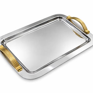 Plateau de service en acier inoxydable de qualité supérieure, plateau en acier argenté pour hôtel de luxe, plateau de service antique - Product Image 1