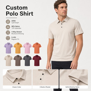 Polo de performance pour homme avec logo personnalisé, 220G, extensible dans les 4 sens, en nylon et élasthanne, respirant, décontracté et professionnel, vente en gros, tailles S-4XL, couleur beige - Product Image 1