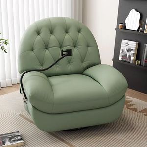Sillón Reclinable Resistente de Cuero Naranja, Manual, Giratorio, para Sala de Estar, Sofá de Descanso - Product Image 3
