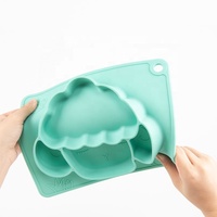 Assiette à dîner pour bébé en silicone sans BPA, design de dessin animé, vaisselle d'entraînement pour enfants avec aspiration, assiette d'alimentation en silicone de qualité alimentaire pour bébé