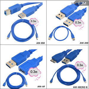 Usb3.0 Data Cable 0.3m High Speed Printer Extension For Mobile Hard <b>Drive</b> Pure Copper Shielded PVC <b>Jacket</b> - Product Image 1