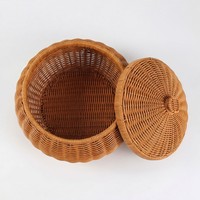 Panier de rangement suspendu rond en nylon tissé à la main, écologique, avec couvercle, pour la cuisine et la salle de bain