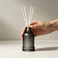 Bouteille diffuseur en verre rond authentique de 100 ml pour diffuseur à bâtonnets, bouteilles et boîte de diffuseur gris