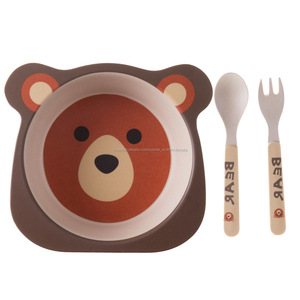 Forma linda de fibra de bambú de la cena para los niños <span class=keywords><strong>restaurante</strong></span> con 3pcs conjunto de cena <span class=keywords><strong>y</strong></span> bambú tazón de sopa - Product Image 2
