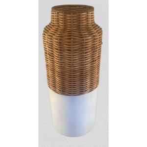 Vase à fleurs rond, décoration d'intérieur pour salon, art déco, fer et rotin, léger - Product Image 3