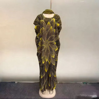 Robe longue décontractée imprimée, motif floral, strass, grande taille, taille haute, col rond, antistatique, style africain transfrontalier