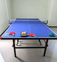Table de ping-pong pliable pour usage domestique, 2740 x 1525 x 760 mm, pieds réglables, livrée avec un ensemble de poteaux de filet