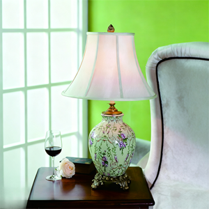 Đèn bàn Tiffany màu xanh lam, men pha lê, sang trọng, cổ điển, đèn bàn lớn bằng gốm sứ và đồng thau dành cho khách sạn, phòng ngủ - Product Image 4