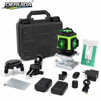 DERUIDA Niveau laser vert auto-nivelant 12 lignes, rotatif à 360 degrés, avec support de plateforme élévatrice et kit d'accessoires