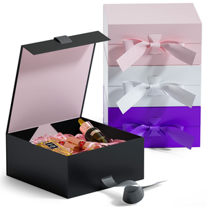 Free Sample Design Cardboard Folding Luxury White Magnetic <b>Gift</b> Paper <b>Box</b> Custom Logo Collapsible Packaging Boxes With Ribbon - Product Image 5
