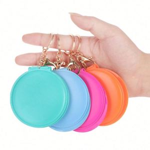 Custom Logo 3.15In Portable Double-Sided Folding Pocket Compact Makeup <b>Mirror</b> With Keychain Leather Travel and Touch-Ups - Product Image 3