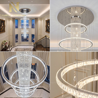 Lustre suspendu en cristal LED sur mesure pour la décoration intérieure, hall d'hôtel, villa, escalier