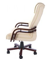 Chaise de bureau en cuir synthétique, pivotante, avec cadre en bois