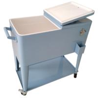 Chariot isotherme roulant 73L, nouvelle conception, seau à glace métallique, boîte à glace isotherme avec roues pour la plage