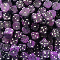 Dés de jeu personnalisés en acrylique couleur marbre foncé 16 mm, vert, violet, argenté, pour jeux de casino, d'échecs et de cartes
