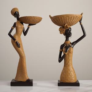 Fatto a mano Vintage ragazza africana ornamento in resina stile <span class=keywords><strong>etnico</strong></span> creativo decorazione per la casa per il soggiorno studio novità statuetta decorazione - Product Image 2