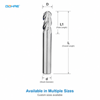 DOHRE Fraise à queue sphérique en carbure monobloc à 2 dents non revêtue de 16 mm pour le fraisage de l'aluminium