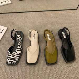 Women's Square Solid Color Sandals Summer New Model Fashionable French Korean Ultra-Feminine Flat Roman <b>Shoes</b> Waterproof - Product Image 4