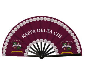 Éventails pliables en polyester de 33 cm de la sororité ALPHA <span class=keywords><strong>KAPPA</strong></span> DELTA PGHI, grands éventails à claquer, éventails à main pour sororité - Product Image 6